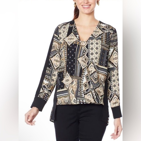 Iman Drape Front High /Low Hem Blouse - Picture 1 of 8